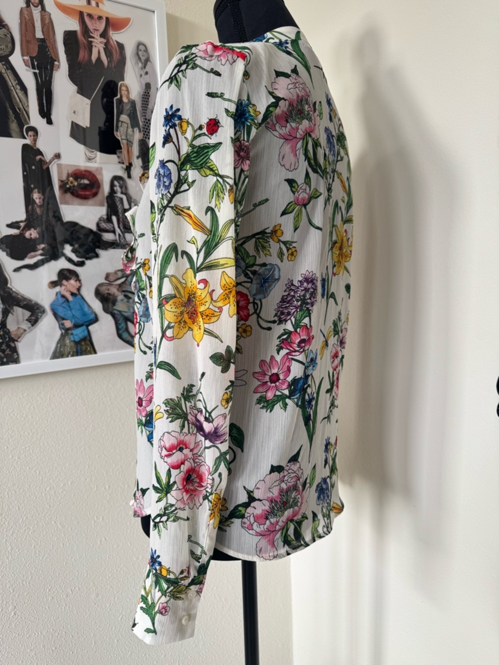 H&M White Floral Ruffle Front Blouse - Picture 2 of 3